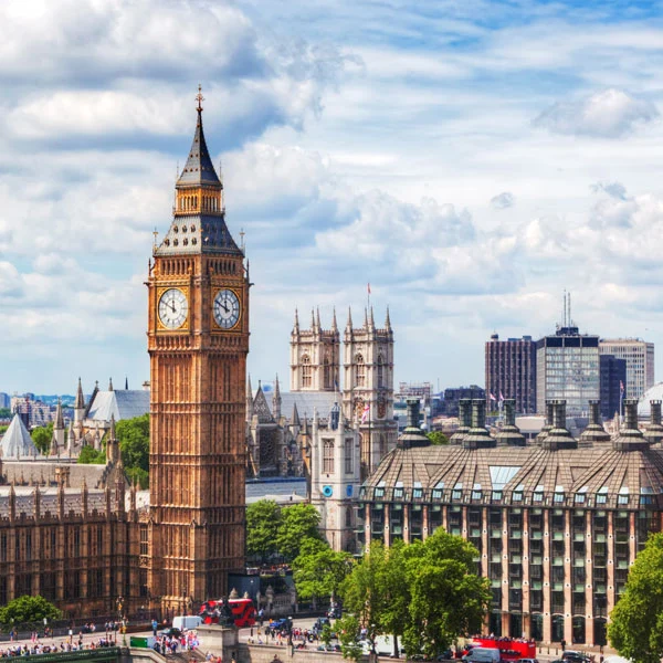 London skyline with the Elizabeth Tower and Westminster