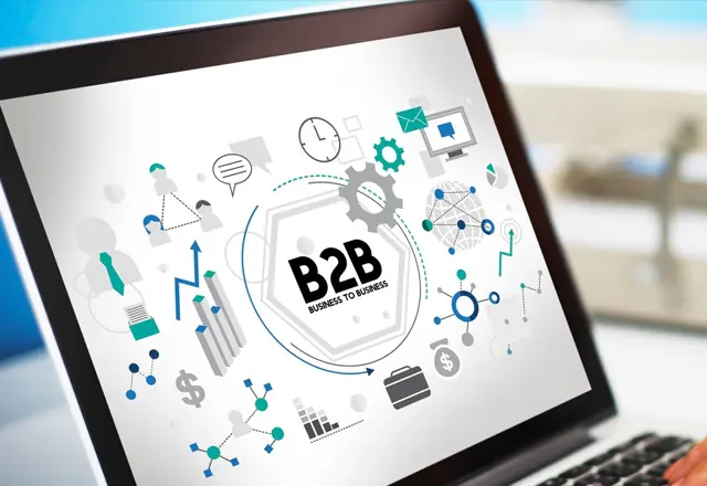 B2B logistics website shown on a laptop with a lead capture form visible